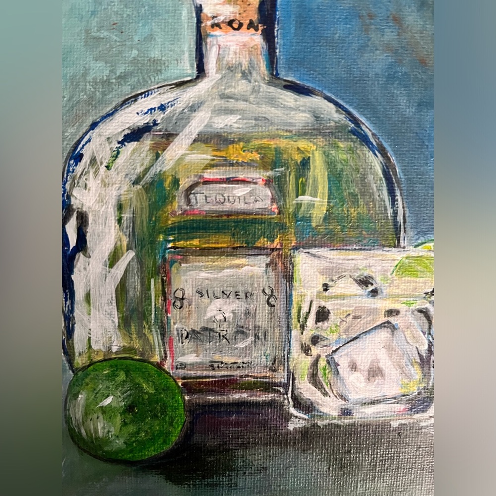 Original acrylic of tequila and lime, 8x10 flat canvas - Picture 3 of 7